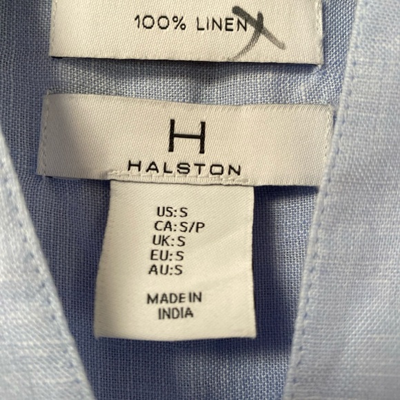H by Halston Women’s Light Blue Linen V-Neck Blouse  Shirt Lagenlook Coastal S - Picture 4 of 5